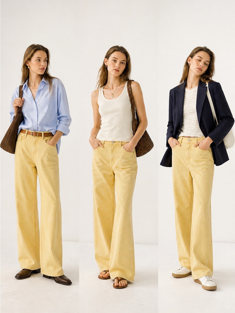 NWT GAP Baggy Mid Rise Jeans in Butter Yellow